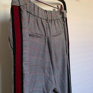 Zara Plaid Pants With Red Stripe